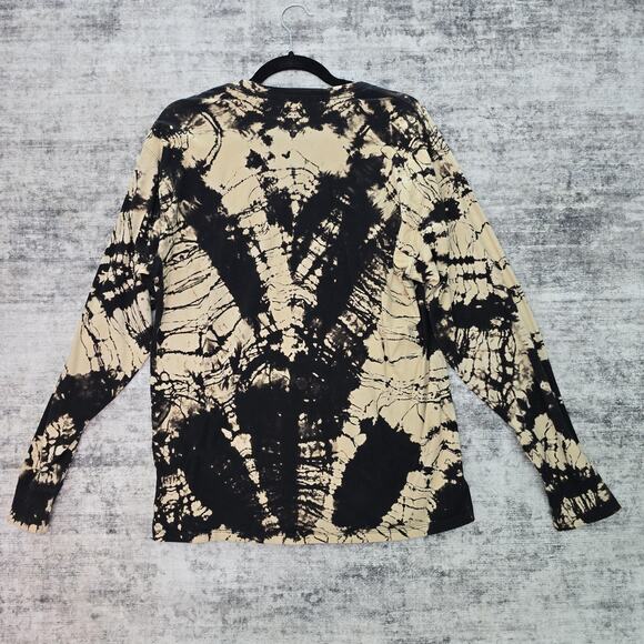 Champion Shirt Womens Large Black Tan Tie Dye Long Sleeve Crewneck Grunge Bleach - Picture 7 of 9